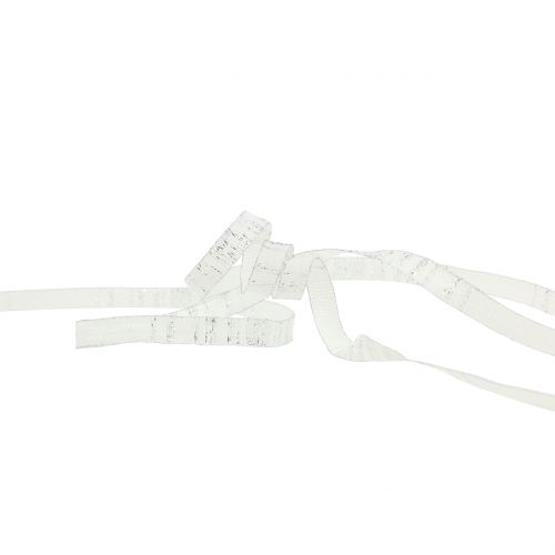 Product Gift ribbon for decoration White with Lurex wire reinforced 10mm 20m