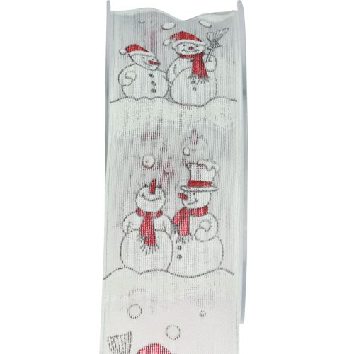 Gift ribbon Christmas Snowman Winter Red White 40mm 15m