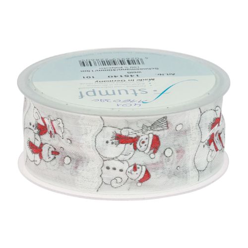 Product Gift ribbon Christmas Snowman Winter Red White 40mm 15m