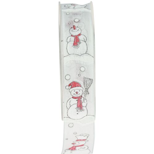Floristik24 Gift ribbon Christmas snowman red white 25mm 15m