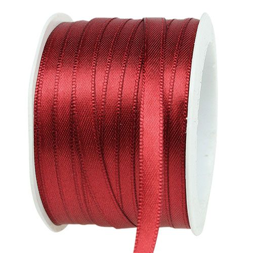 Satin ribbon gift ribbon Bordeaux double satin 6mm 50m