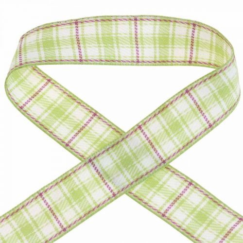 Product Deco ribbon checkered checkered ribbon green/white/purple 20mm 15m