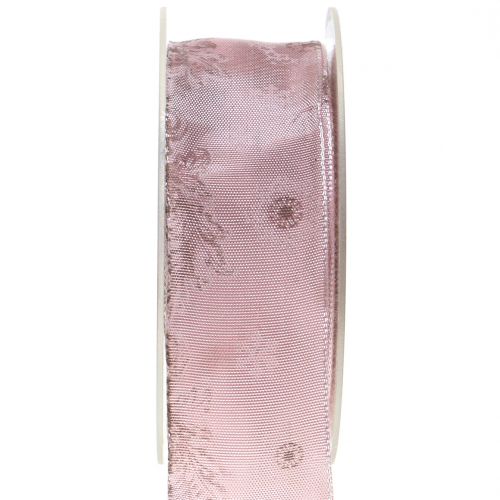 Floristik24 Deco ribbon with motif pink 40mm 20m