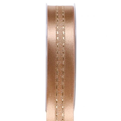 Floristik24 Deco ribbon with stripe pattern copper 25mm 20m