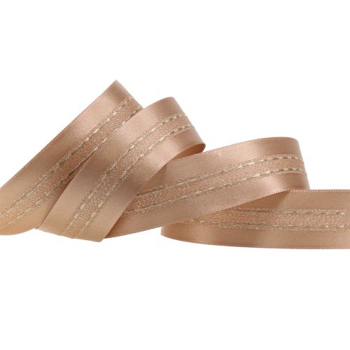 Floristik24 Deco ribbon with stripe pattern copper 25mm 20m