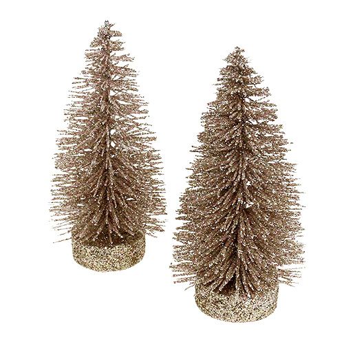 Floristik24 Decorative tree glittered light gold H14cm 4pcs