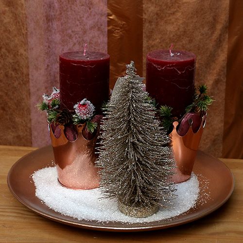 Floristik24 Decorative tree glittered light gold H14cm 4pcs