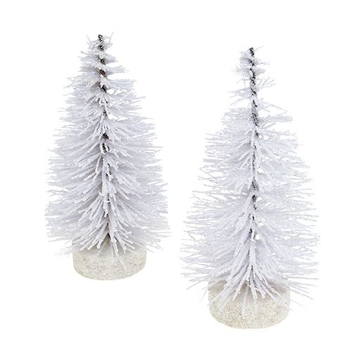 Floristik24 Deko tree glazed white H14cm 4pcs