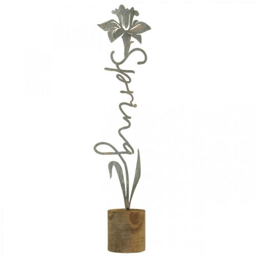 Floristik24 Metal decorative flower wooden stand lettering Spring 6x9.5x39.5cm