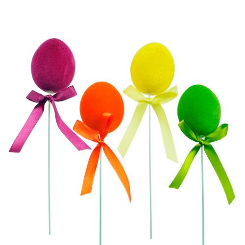 Floristik24 Decorative eggs with wire flocked colorful 6cm 12pc