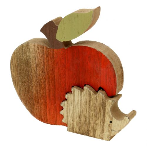Floristik24 Decorative figure apple with hedgehog red, natural 13cm 3pcs