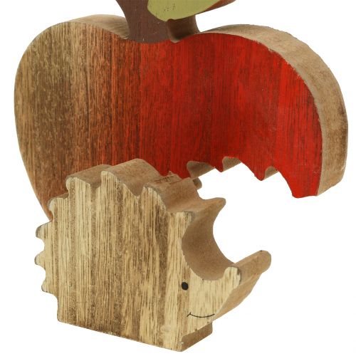 Floristik24 Decorative figure apple with hedgehog red, natural 13cm 3pcs