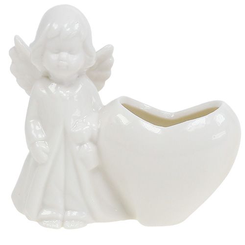 Floristik24 Decoration figure angel with heart 9,5cm white