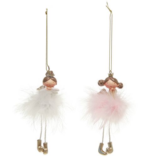 Floristik24 Decorative Figure Angel Princess Christmas Tree Decoration White, Pink 12cm 2 Pcs