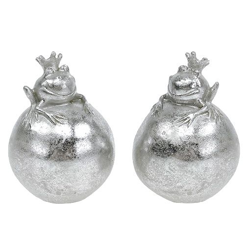 Floristik24 Decoration figure frog on ball silver 8cm 4pcs