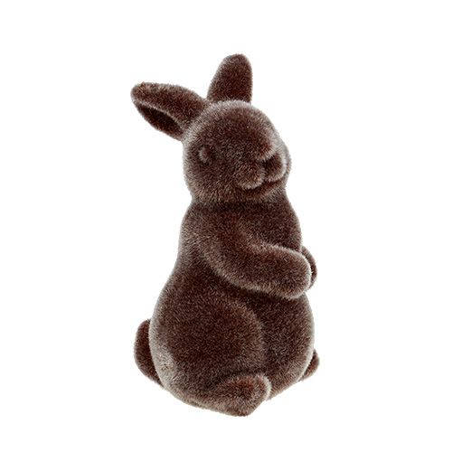 Floristik24 Decoration figure Bunny flocked 7cm Brown 1pc