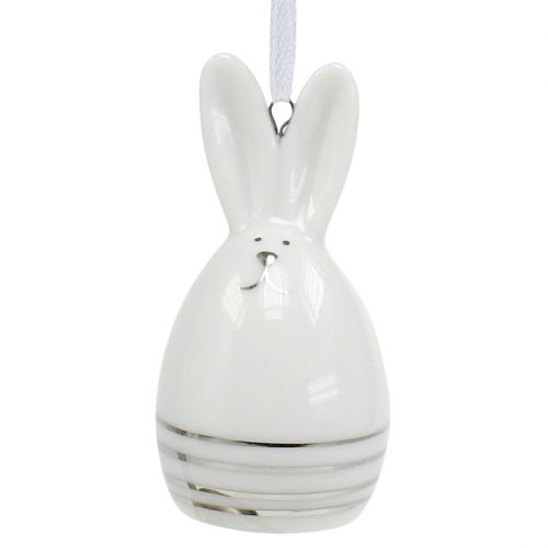 Product Decorative figure bunny to hang white, silver 6pcs