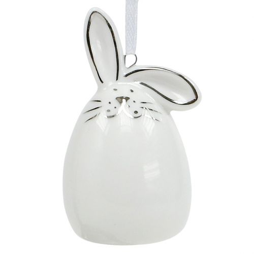 Floristik24 Decorative figure bunny to hang white, silver 6pcs