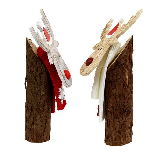 Floristik24 Decoration figure wood moose with scarf 30cm 2pcs