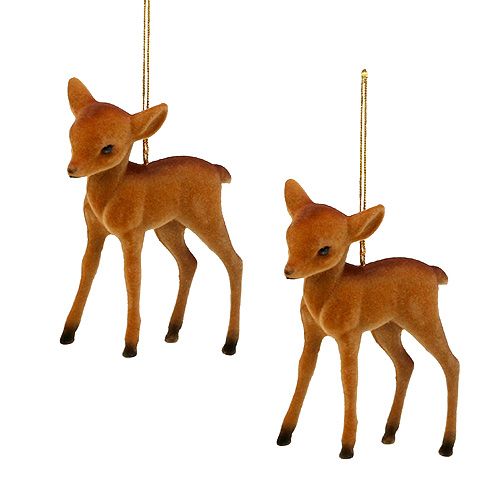Floristik24 Decorative Figure Reindeer Young Brown 7.5cm flocked 2 pcs