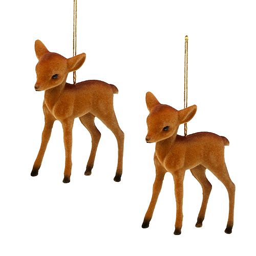 Floristik24 Decorative figure reindeer young brown 7.5cm flocked 2pcs