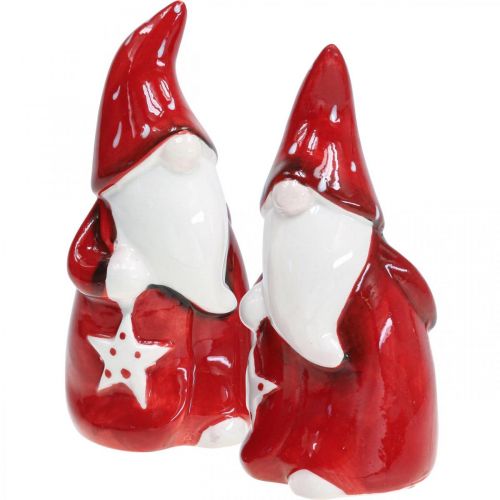 Floristik24 Santa Claus figure Nicholas red, white ceramic H13.5cm 2pcs