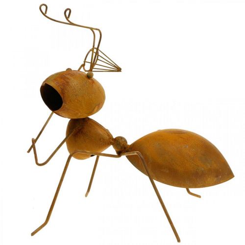 Floristik24 Decorative figure ant metal butterfly net garden decoration rust 19cm