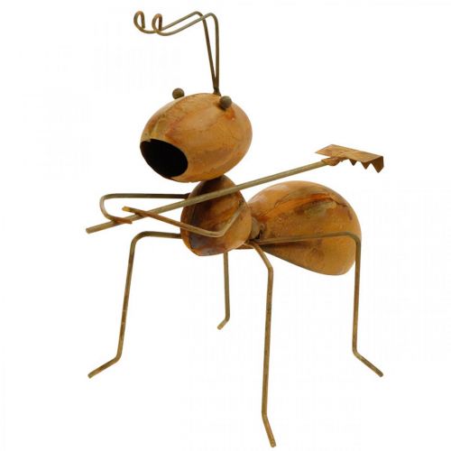 Floristik24 Decorative figure ant metal with rake garden decoration rust 21,5cm