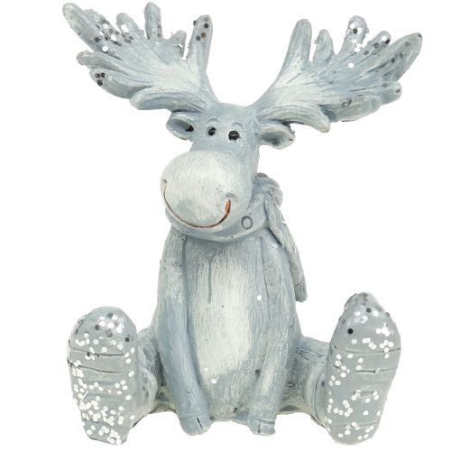 Floristik24 deco figurine elk sitting 8.5cm light gray 2pcs