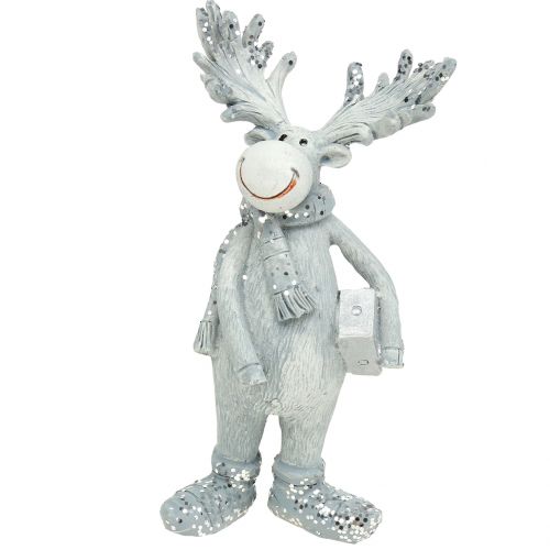 Floristik24 deco figurine Moose standing 13cm light gray 2pcs