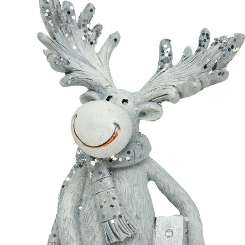 Floristik24 deco figurine Moose standing 13cm light gray 2pcs