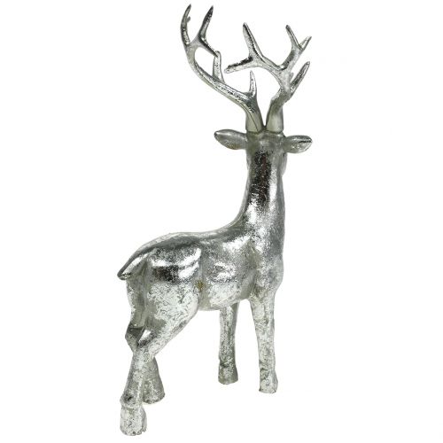 Floristik24 Deco figure deer silver 16.5cm