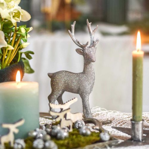 Product Deco figure deer silver glitter 25cm x 12cm