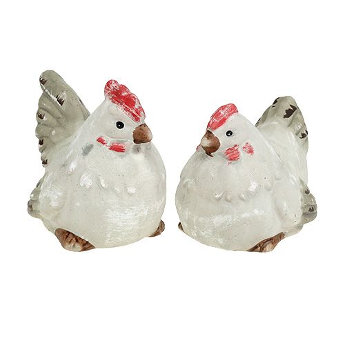 Floristik24 Decoration figure chicken 5cm Gray 2pcs