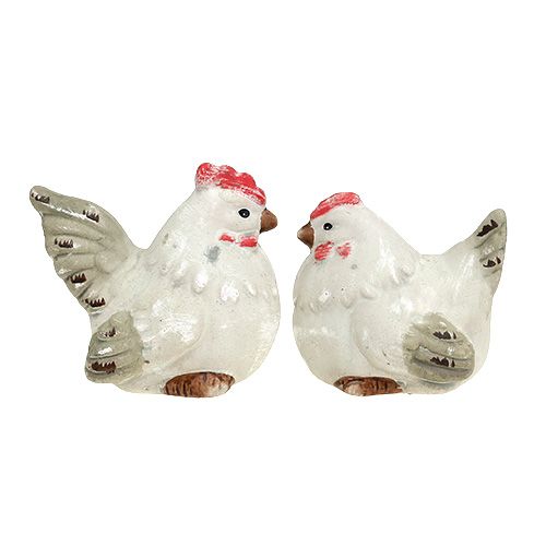 Floristik24 Decoration figure chicken 5cm Gray 2pcs