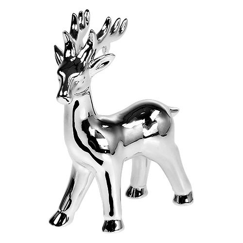 Floristik24 Decoration figure deer standing 14cm silver 2pcs