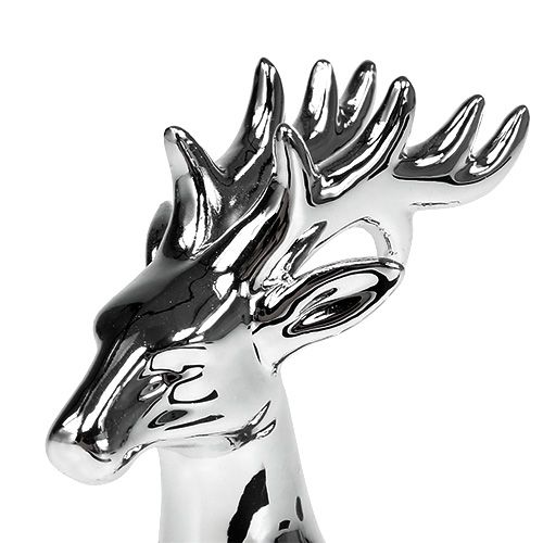 Product Decoration figure deer standing 14cm silver 2pcs