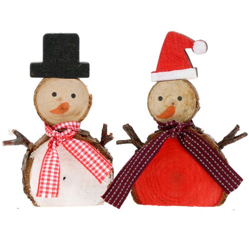 Decoration figure snowman wood 10cm 9 St
