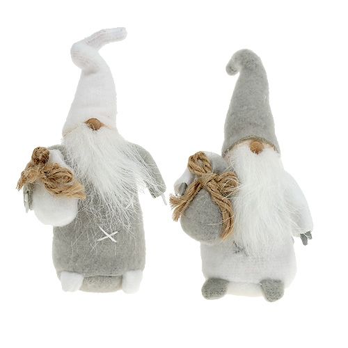 Floristik24 Decorative figure Santa Claus 13cm gray, white 2pcs