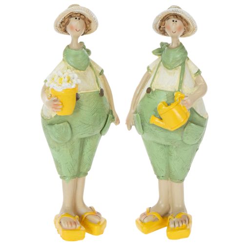 Decorative gardener figurines, table decoration, summer, green/yellow, 16.5 x 5.5 cm, 2 pieces buy online | Floristik24.co.uk