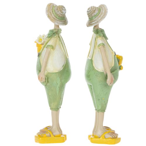 Decorative gardener figurines, table decoration, summer, green/yellow, 16.5 x 5.5 cm, 2 pieces | Floristik24.co.uk