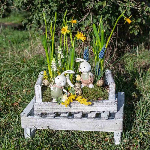 Floristik24 Deco figures deco rabbit rabbit children with chicks H11cm 2pcs