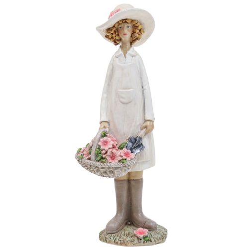 Floristik24 Decorative figures gardener decoration woman with flowers white pink H21cm