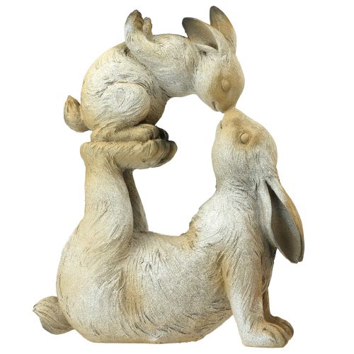 Floristik24 Decorative figures mother rabbit with child rabbit gray brown H35cm