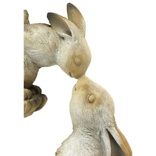 Floristik24 Decorative figures mother rabbit with child rabbit gray brown H35cm