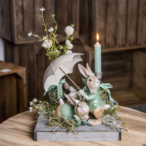 Floristik24 Deco figures rabbit pair Deco rabbits with umbrella H22cm