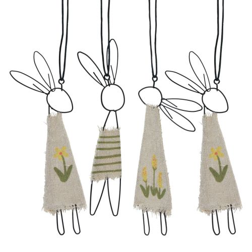 Decorative Figures Metal Rabbit Hanging Black Natural 19cm 4 Pcs