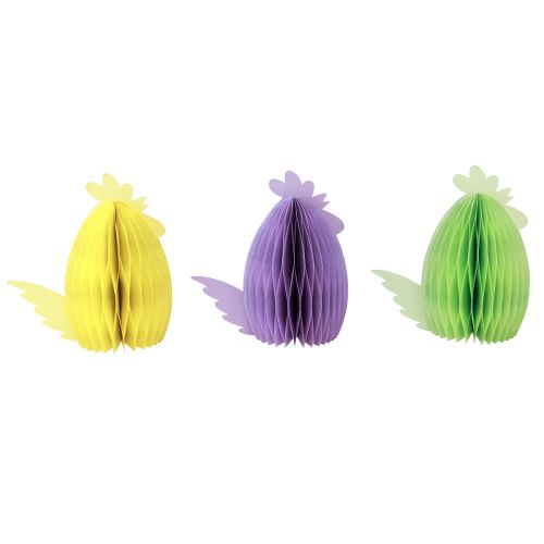 Floristik24 Decorative figures honeycomb chicken yellow green purple 18.5x12x20cm 3pcs