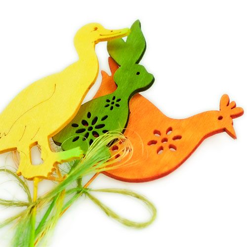 Floristik24 Decorative figures on stick wood colored H6cm - 8cm 16 pcs