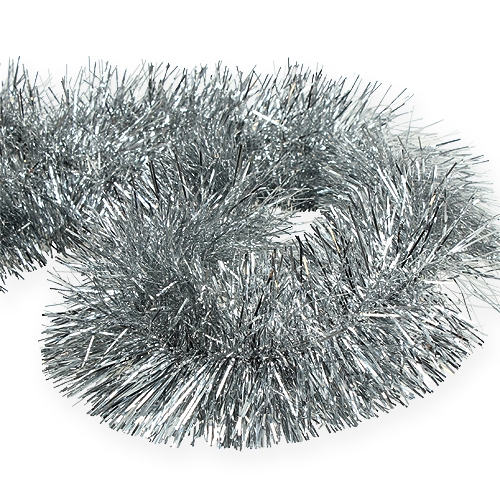 Floristik24 Tinsel garland silver 2m